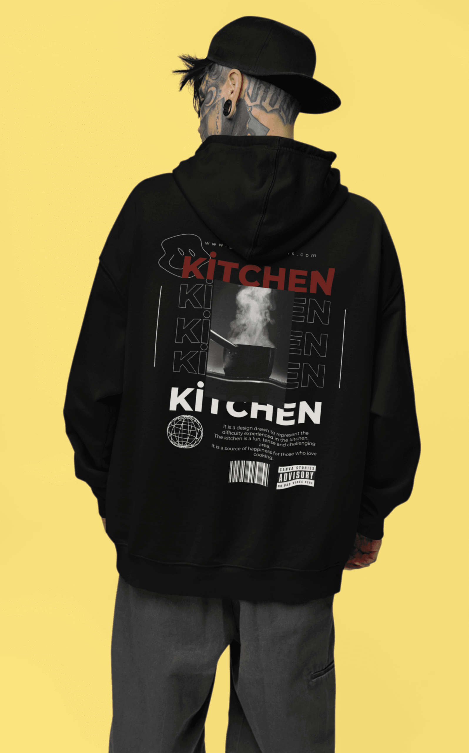 Hot Kitchen 3iplik Şardonlu Premium Unisex Hoodie - Görsel 4