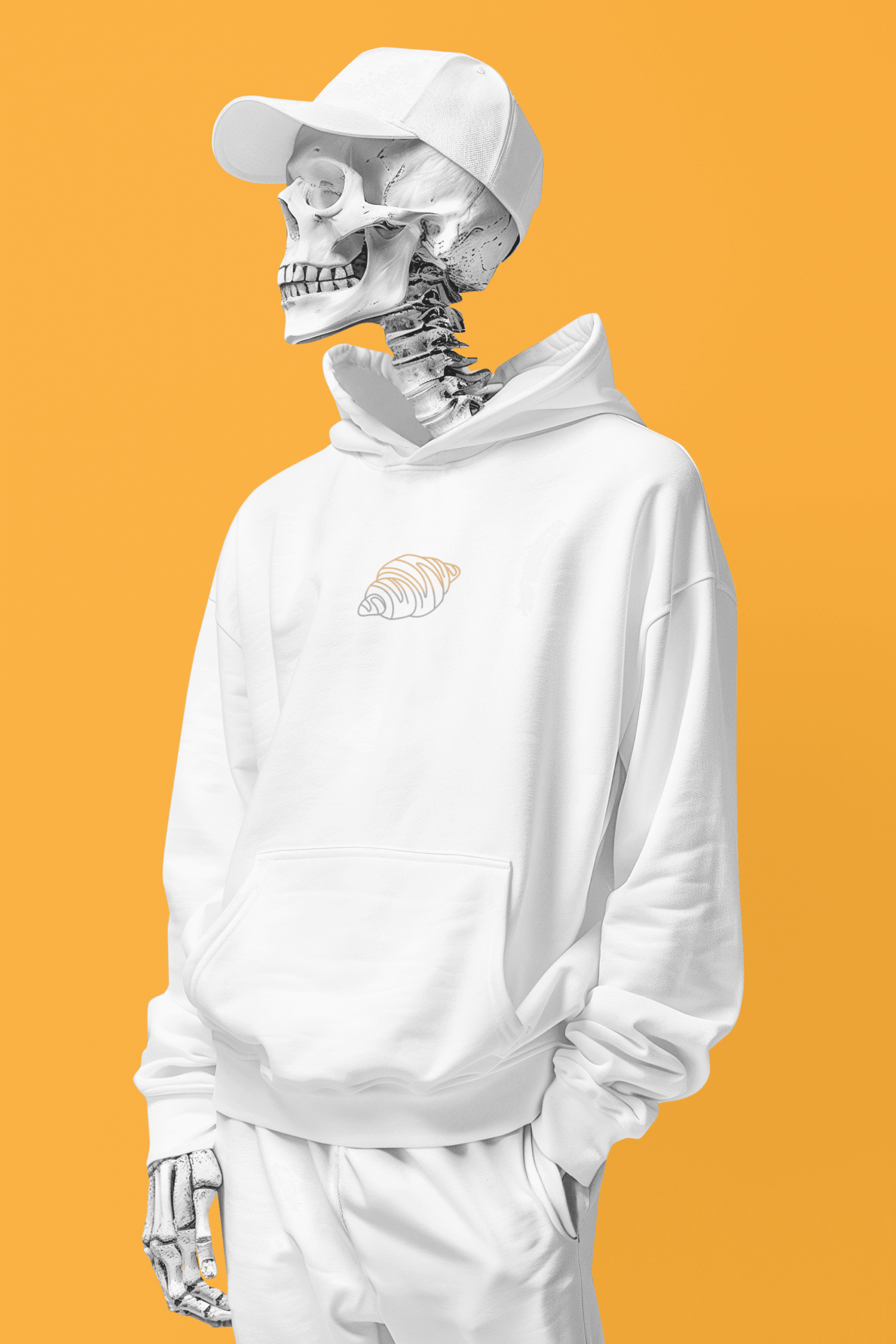 Crispy Croissant 3iplik Şardonlu Premium Unisex Hoodie