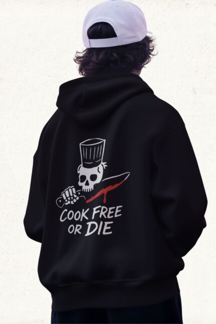 Unisex Erkek/Kadın Yes Chef Baskılı Pamuklu Oversize Kapüşonlu Sweatshirt